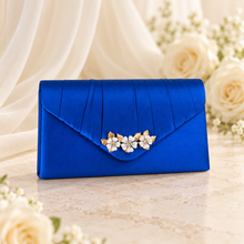 Load image into Gallery viewer, Ivory Cherry Blossom Satin Clutch Bag – Handmade Wedding &amp; Occasion Bag in Your Choice of Colour
