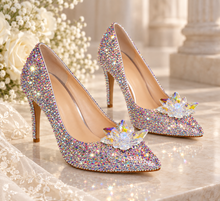 Load image into Gallery viewer, Cinderella AB Crystal Bridal Shoes | Pointed Wedding Heels

