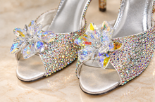 Load image into Gallery viewer, Cinderella Crystal Block Heel Wedding Shoes
