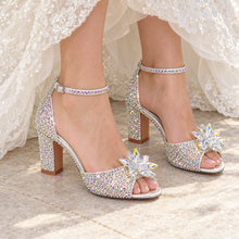 Load image into Gallery viewer, Cinderella Crystal Block Heel Wedding Shoes
