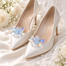 Load image into Gallery viewer, Cinderella Crystal Flower Shoe Clips – Removable Bridal Shoe Embellishments
