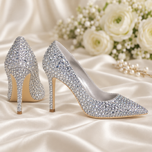 Load image into Gallery viewer, Crystal Pointed-Toe Bridal Shoes – 9 cm Stiletto Heel
