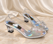 Load image into Gallery viewer, Cinderella Inspired Wedding Shoes | Clear Crystal Butterfly Block Heels
