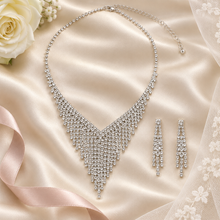 Load image into Gallery viewer, Crystal Fringe Bridal Jewellery Set – Necklace &amp; Earrings
