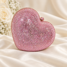 Load image into Gallery viewer, Crystal Heart Clutch Bag – Sparkling Bridal &amp; Evening Bag
