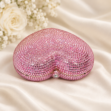 Load image into Gallery viewer, Gold Crystal Heart Clutch Bag – Sparkling Bridal &amp; Evening Bag
