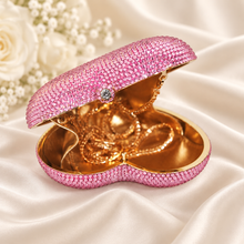 Load image into Gallery viewer, Gold Crystal Heart Clutch Bag – Sparkling Bridal &amp; Evening Bag
