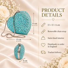 Load image into Gallery viewer, Crystal Rhinestone Heart Clutch Bag - Red Sparkling Evening Purse
