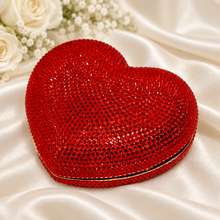 Load image into Gallery viewer, Crystal Heart Clutch Bag – Sparkling Bridal &amp; Evening Bag

