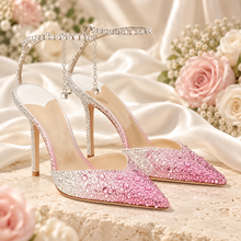 Load image into Gallery viewer, Serene Crystal Bridal Heels | Ombre Wedding Shoes
