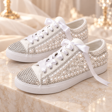 Load image into Gallery viewer, Custom Pearl &amp; Crystal Bridal Converse | High or Low Tops
