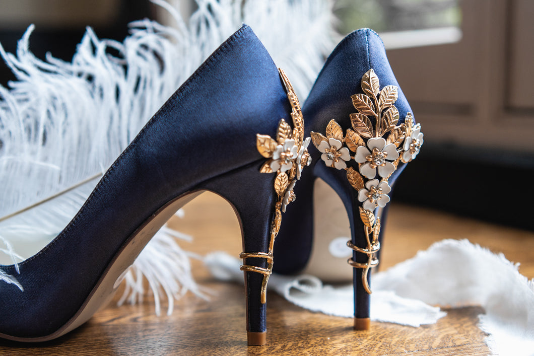 navy satin dress shoes Bridal Shoes Womens Navy Blue Low Heel Dress Shoes Women's Navy Blue Satin Mary Janes Elegant Crystal Studded