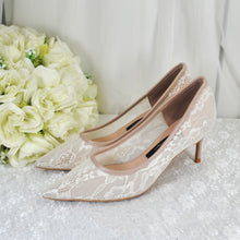 Load image into Gallery viewer, Nude Lace Pointed Toe Court Shoes - UK5 - Ready to Dispatch
