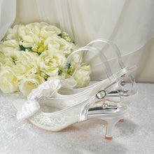 Load image into Gallery viewer, Low Heel Lace Bow Sling Backs
