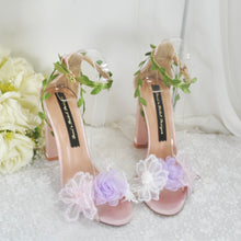 Load image into Gallery viewer, Pink 3D Flower Block Heels
