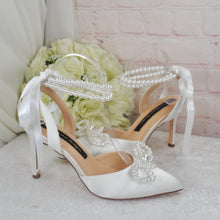 Load image into Gallery viewer, Sling Back Bridal Heels with Pearls
