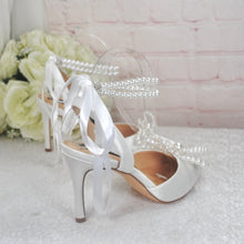 Load image into Gallery viewer, Sling Back Bridal Heels with Pearls

