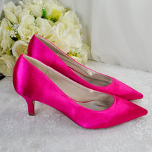 Load image into Gallery viewer, Satin Kitten Heel Wedding Shoes – Handmade Pointed-Toe Bridal Heels
