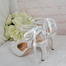 Load image into Gallery viewer, Sling Back Bridal Heels with Pearls
