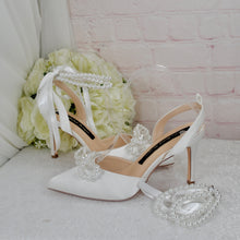 Load image into Gallery viewer, Sling Back Bridal Heels with Pearls
