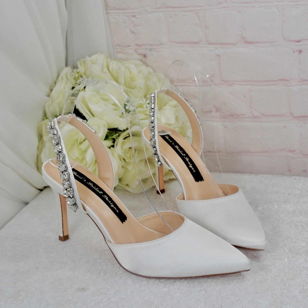 Sling Back Bridal Heels with Crystals