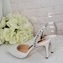 Load image into Gallery viewer, Sling Back Bridal Heels with Crystals
