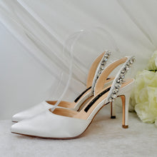 Load image into Gallery viewer, Sling Back Bridal Heels with Crystals
