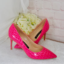 Load image into Gallery viewer, LAST ONE Hot Pink 8cm Heel Pointed Toe Court Shoes Size UK4/US6.5
