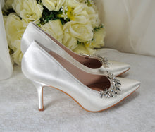 Load image into Gallery viewer, Satin Shoes with Crystal Shoe Clip
