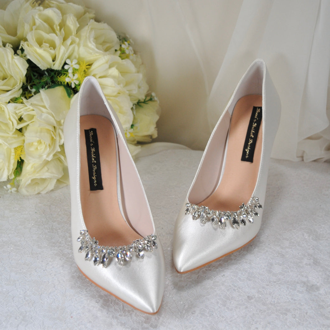 Satin Shoes with Crystal Shoe Clip