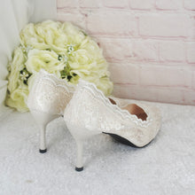 Load image into Gallery viewer, Beautiful Bridal White, Lace Embroidered Shoes, Shoes for Bride, Custom Womens Shoes
