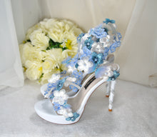 Load image into Gallery viewer, Something Blue Spiral Ankle Sandals
