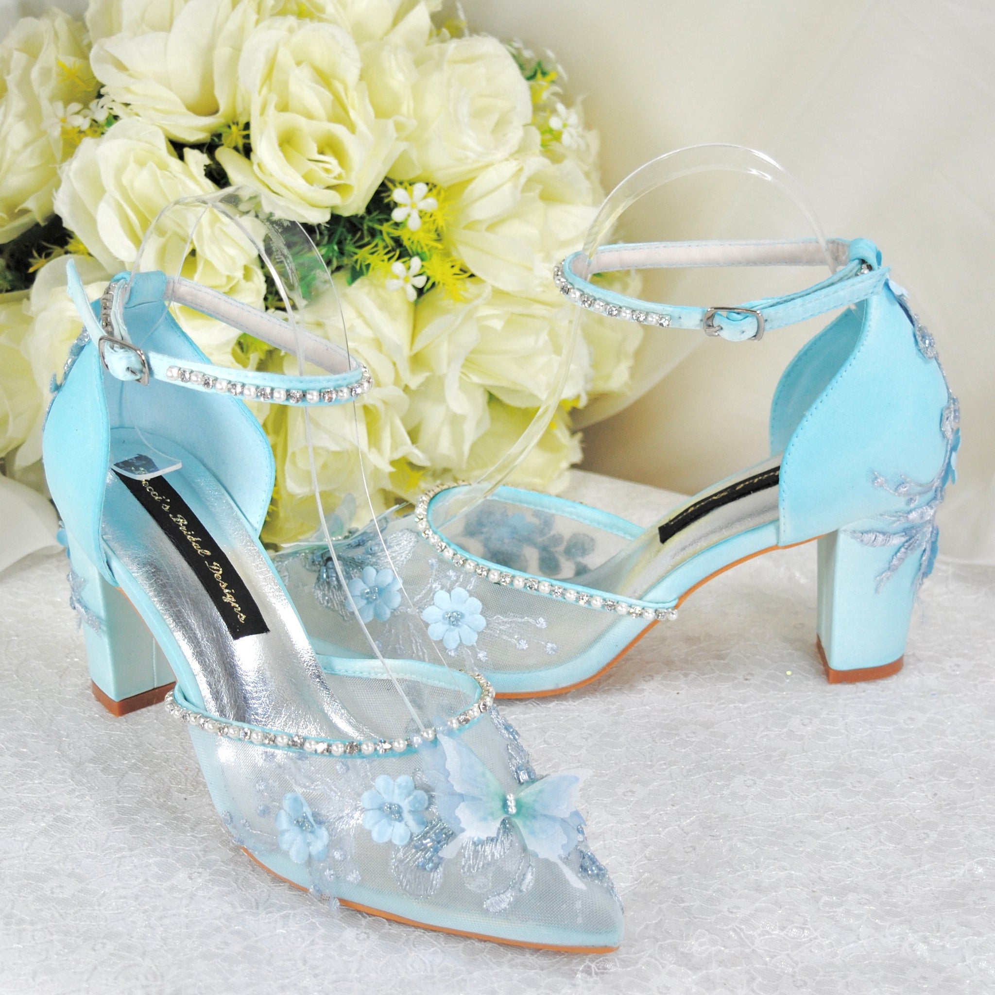 Something Blue Butterfly Block Heels – Becci's Bridal Designs