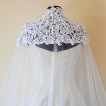 Load image into Gallery viewer, High Neck Lace Wedding Cape
