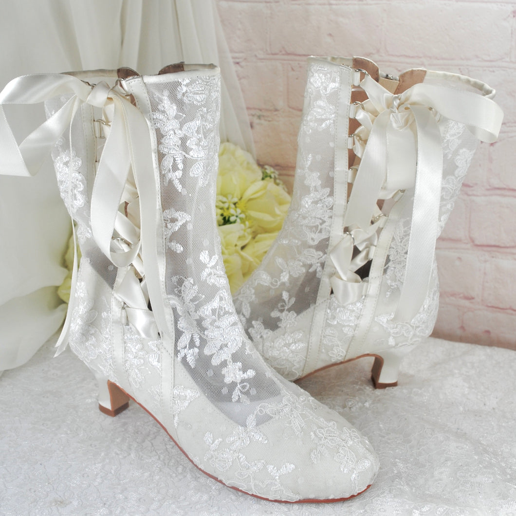 Ivory Lace Bridal Boots