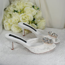 Load image into Gallery viewer, Lace Mules with Crystal
