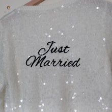 Load image into Gallery viewer, White Sequin &#39;Just Married&#39; Cardigan - Size Medium
