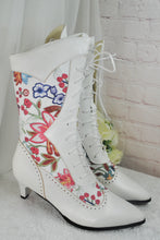 Load image into Gallery viewer, Floral Bridal Boots - Lace Up Patterned Wedding Boot
