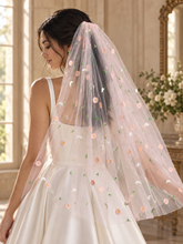 Load image into Gallery viewer, Daisy Embroidered Wedding Veil | 100 cm | Five Colours
