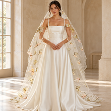 Load image into Gallery viewer, Embroidered Dragonfly Cathedral Wedding Veil
