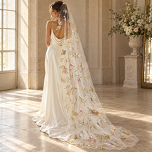 Load image into Gallery viewer, Embroidered Dragonfly Cathedral Wedding Veil
