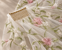 Load image into Gallery viewer, Pink &amp; White Floral Embroidered Bridal Veil – 100cm – Sale
