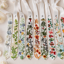 Load image into Gallery viewer, Embroidered Wildflower Pocket Squares &amp; Matching Tie: Secret Garden Wedding Necktie
