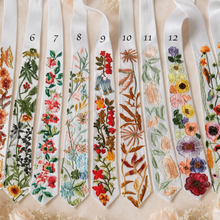 Load image into Gallery viewer, Embroidered Wildflower Pocket Squares &amp; Matching Tie: Secret Garden Wedding Necktie
