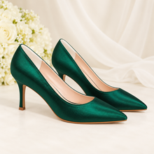 Load image into Gallery viewer, Satin Pointed Toe Wedding Shoes – Custom Colour Bridal Heels
