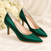 Load image into Gallery viewer, Satin Pointed Toe Wedding Shoes – Custom Colour Bridal Heels
