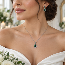 Load image into Gallery viewer, Teardrop Crystal Bridal Necklace &amp; Earrings Set – Four Colours
