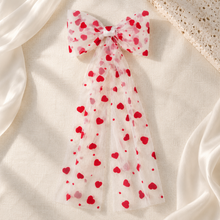 Load image into Gallery viewer, Red Heart Tulle Bridal Hair Bow – Alternative Wedding Veil
