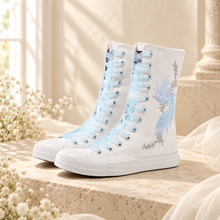 Load image into Gallery viewer, Floral Embroidered High-Top Bridal Trainers
