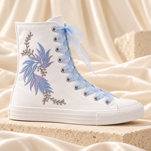 Load image into Gallery viewer, Floral Embroidered High-Top Bridal Trainers
